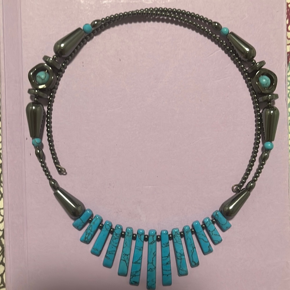 Turquoise & Black Beaded Statement Necklace